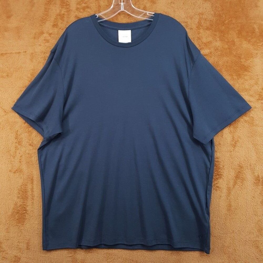 CALVIN KLEIN Shirt Mens XXL Navy Blue Pullover Crew CK Logo 100% Supima Cotton